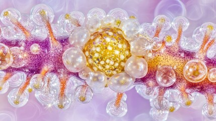 Close-up view of a section of a plant, showcasing delicate structures and eggs