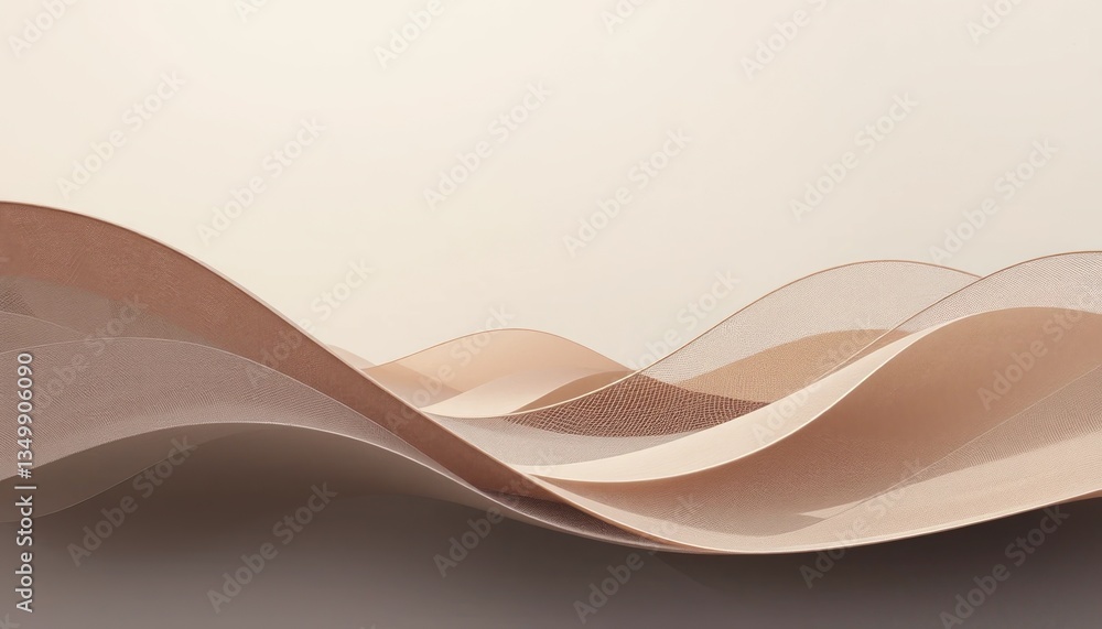 Poster flowing abstract waves studio setting digital art minimalist design aerial perspective serenity and 