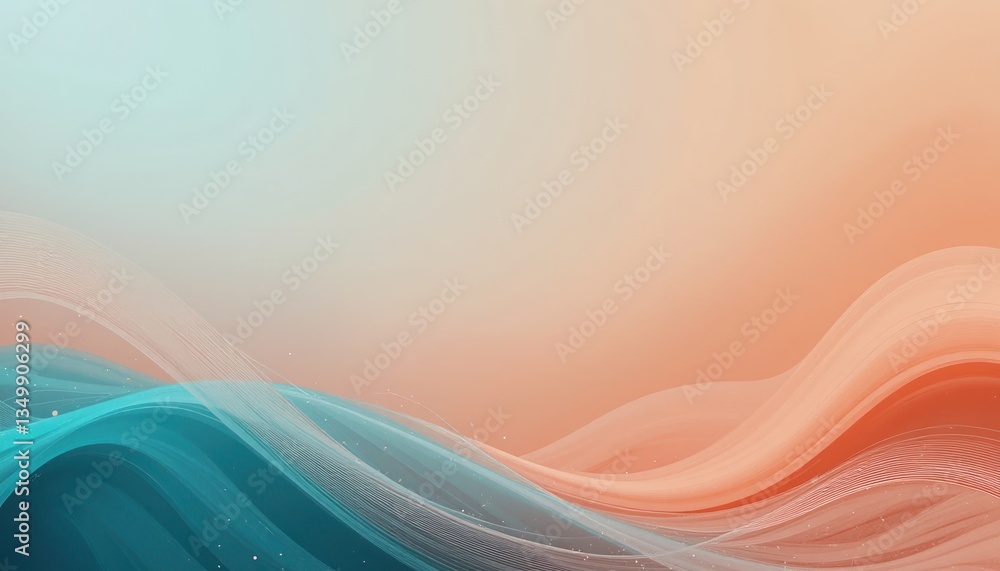 Poster dynamic waves of color blending in an abstract digital art piece modern design tranquil environment 