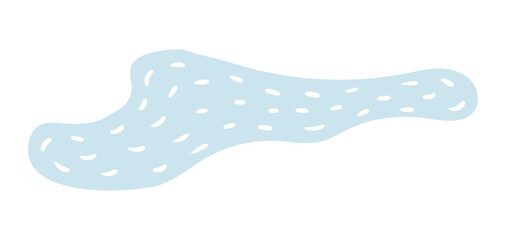 Cartoon pond, lake, puddle hand drawn illustration. Scandinavian style flat design, isolated vector. Outdoors scene, landscape element. Kids seasonal clip art, spring, summer print, rainy weather