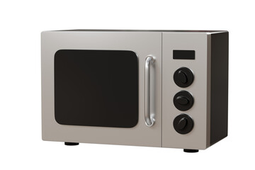 Fototapeta premium 3d Microwave oven icon. An electric appliance for cooking and heating food. Kitchen appliances Isolated object on white background. Fast food concept. Minimal microwave cooking technology. 3d render.