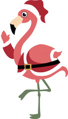 , Merry Christmas Flamingo Santa