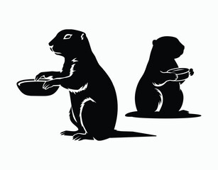 Fototapeta premium Prairie Dog Silhouette EPS Template on White Background
