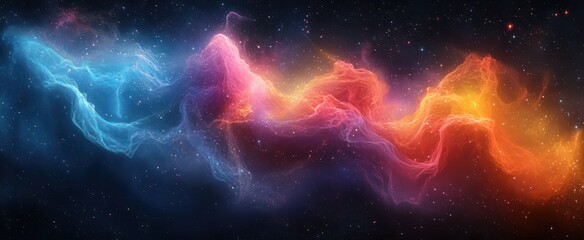 Cosmic Nebula Red & Blue Gaseous Clouds. Background Stars. Wallpaper