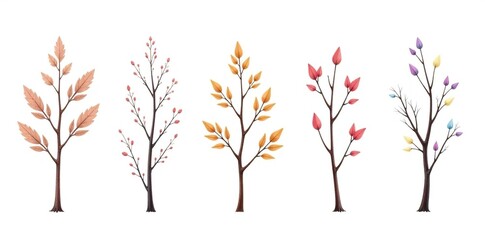 Fototapeta premium Several branches of varying sizes and shapes isolated on a white background, branches, nature