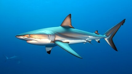 Fototapeta premium A shark swimming in the deep ocean