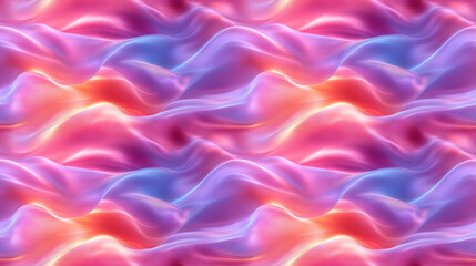 Obraz premium Abstract fluid gradient seamless pattern with colorful wavy shapes in pink, blue and orange, holographic neon liquid background texture, modern digital art design for wallpaper and textile prints
