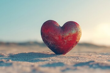 Fototapeta premium AI Generated. AI Generative. Photo illustration of heart shape on sand.