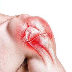 Fototapeta premium Male Shoulder with Red Highlight Indicating Pain or Injury