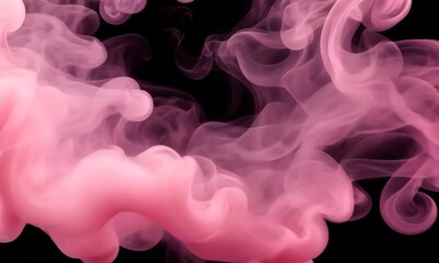 Abstract Pink Smoke Cloud on Black Background a Mesmerizing Dance of Ink and Color Perfect for Modern Artistic and Creative Designs - Powered by Adobe