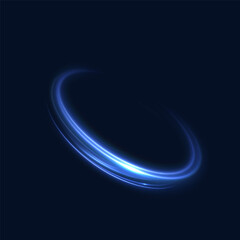 Bright blue magic circle light effect with many sparkling lines with glitter and shimmering bright light effects. Magic bright circle lines for web design and game interfaces. Vector