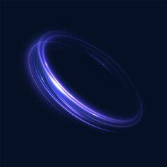 Bright blue magic circle light effect with many sparkling lines with glitter and shimmering bright light effects. Magic bright circle lines for web design and game interfaces. Vector