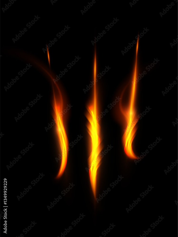 Aufkleber bright glowing trail of comet, asteroid. illustration of glowing trail of fire lines with sparks. ve