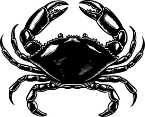 Vintage  engraving illustration of crab. Seafood emblem with crab. Vector crab illustration