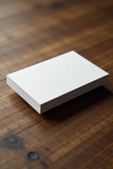 High-end floating business card mockup on wooden surface , white background, luxurious