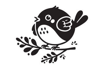 Cute Birds silhouettes isolated on white. Set of hand drawn cartoon birds. Vector icons design 