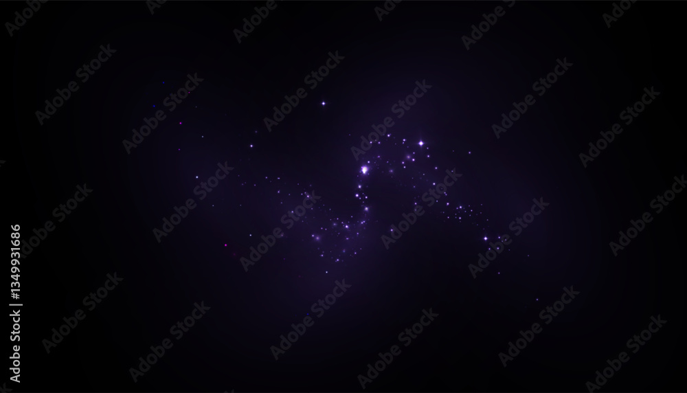 Aufkleber The effect of bright glow of small particles of light dust on a black background. The visual impact of a fantasy spell.