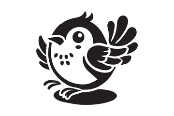 Cute Birds silhouettes isolated on white. Set of hand drawn cartoon birds. Vector icons design 