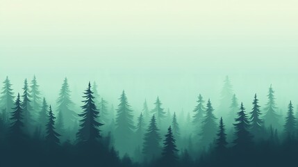 Misty forest silhouette, serene landscape, nature background, design element