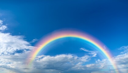 파란 하늘 위에서 두 개의 무지개가 교차하며 영원한 사랑을 상징