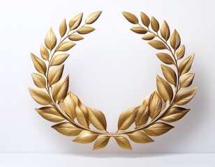 Floating laurel wreath symbolizing success, isolated on white background