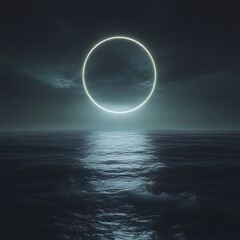 Mystical Glowing Ring Dark Ocean Night