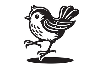 Cute Birds silhouettes isolated on white. Set of hand drawn cartoon birds. Vector icons design 