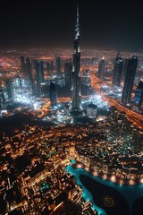 Naklejka premium City Night Aerial View