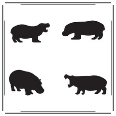 Hippopotamus silhouette, Hippopotamus illustration ,Hippopotamus clipart, Hippopotamus vector , Hippopotamus icon , Hippopotamus illustration on white background, Hippopotamus vector illustration ,