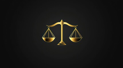 Golden scales of justice on dark background
