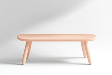 Pastel peach bench on white background