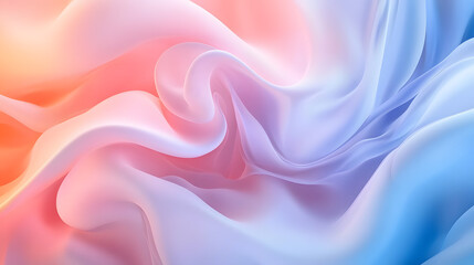 Fototapeta premium Color Symphony: a high-angle, close-up captures a dreamy expanse of flowing fabric in a palette of light, airy pastel hues, reminiscent of a painting. 