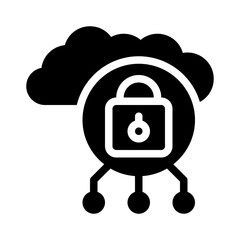 cloud security glyph icon