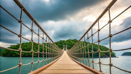 A conceptual image of a bridge formed by stock market trends connecting two points.