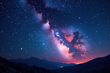 Fototapeta premium Milky Way galaxy in night sky with stars and nebulae, cosmos, stars