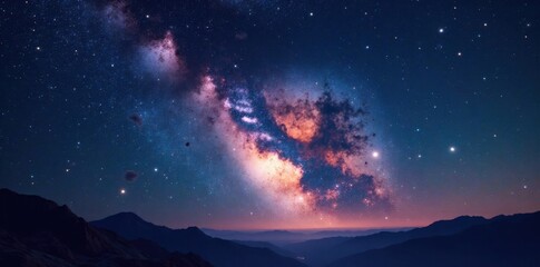 Milky Way galaxy with stars and planets in the darkness of space, stars, dark space