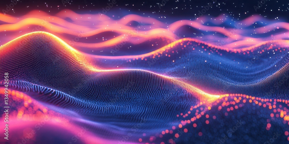 Poster colorful abstract waves illuminated by soft light create a mesmerizing visual experience at night