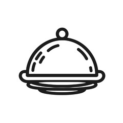 Obraz premium Serving platter with cloche representing dining and hospitality in a black and white design