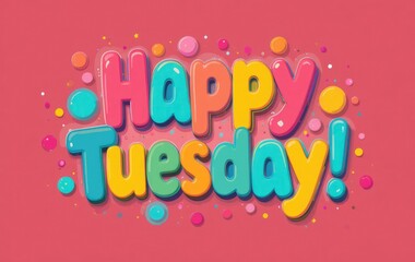 Happy Tuesday Colorful Typography with Fun Design for Social Media
