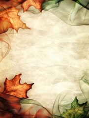 Cozy vintage argyle sweater with autumnal hues surrounded by flowing sheer fabric and vibrant fall leaves in soft focus