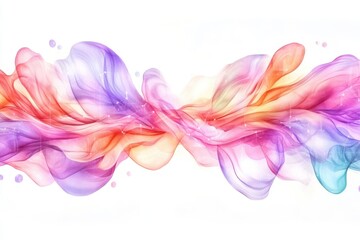 Abstract Art Composition of Flowing Wave-Like Translucent Pastel Smoke Fabric with a Soft Glowing Aesthetic Displayed
