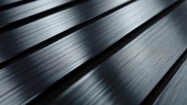 Close-up view of dark, parallel, metallic strips
