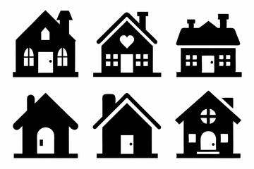 Fototapeta premium home icon set silhouette black vector
