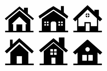 home icon set silhouette black vector