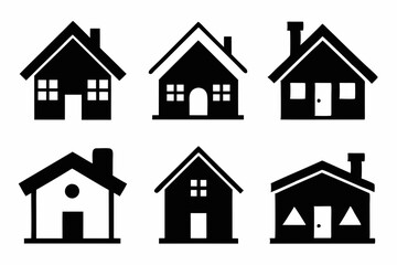 Fototapeta premium home icon set silhouette black vector