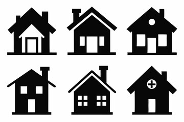 Fototapeta premium home icon set silhouette black vector
