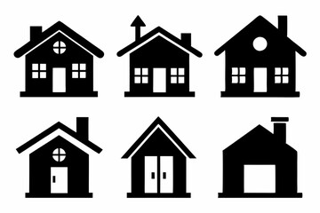 home icon set silhouette black vector