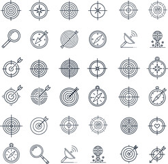Targeting and Marketing Strategy Icons Editable Vector Set

