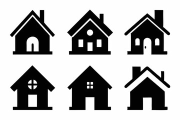 home icon set silhouette black vector