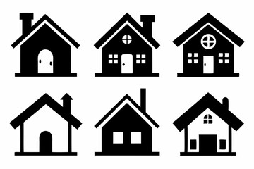 Fototapeta premium home icon set silhouette black vector